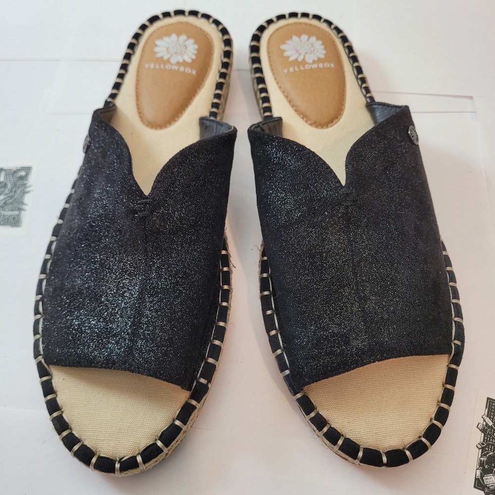 Yellow Box Black Glitter Slide Sandals - Picture 7 of 16